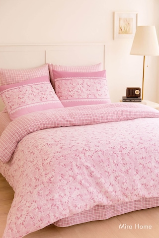 Çift Kişilik Pamuklu Nevresim Takımı Romantic Pink Çiçekli Renkli