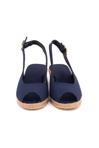 Star Tombis Gerçek Elişi Özel Imalat Elişi Günlük Rahat 3cm Bantlı Sandalet Handmade Lacivert
