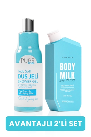 İkili Set: Vücut Sütü 250 Ml + E Vit. Okyanus Özlü Hyaluronik Asitli Duş Jeli 400 Ml Okyanus