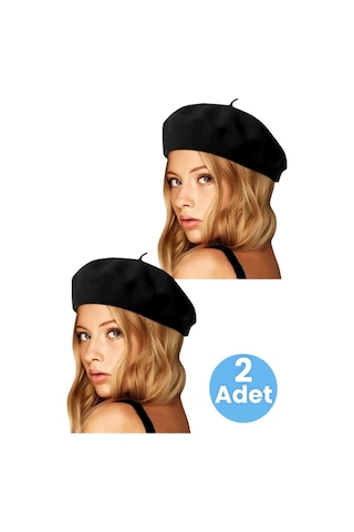 Uniquetrenders Kadın Fransız 2'li Ressam Bere Siyah Siyah