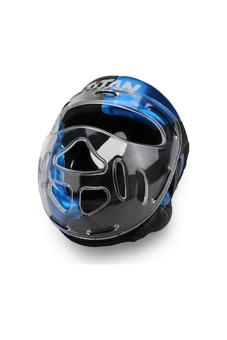 Titan Sport Yüz Korumalı Boks Kaskı , Mavi-siyah Camlı Model Çok Renkli