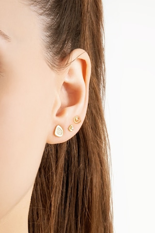 İkonik Tasarımlar 18 Ayar Sarı Altın Kaplama Gümüş Çoklu Küpe Sarı