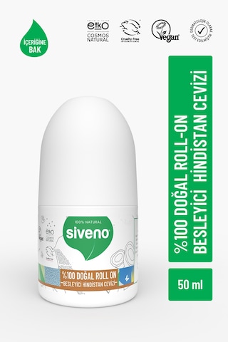 Siveno %100 Doğal Roll On Hindistan Cevizli Deodorant Ter Kokusu Önleyici Bitkisel Leke Bırakmayan Vegan 50 ML