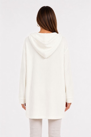 Neden Tekstil Kadın Beyaz Kapüşonlu Oversize Sweatshirt