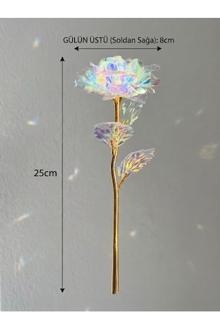 Dekoratif Galaksi Gül, Işıltılı Holografik Yapay Gül, Altın Renk Gövdeli Renk Değiştiren Tasarım Gül, Sevgililer Günü, Yıldönümü Ve Doğum Günü İçin Romantik Hediyelik 20beyazcipso