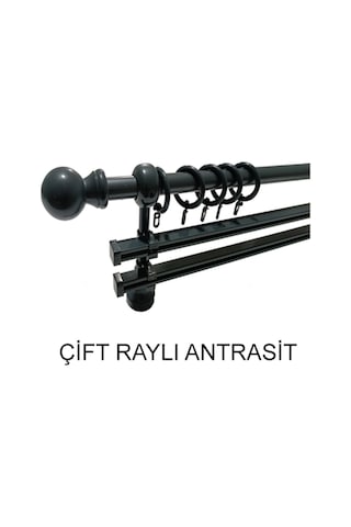 Perdemix Klasik Ahşap Rustik Perde Askısı Çift Raylı 28 Mm