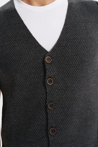 Arma Erkek Slim Fit Örme Likralı Pike Triko Yelek Kısa Kollu, %90 Akrilik %10 Wool K0yyo0858 Siyah