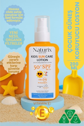 Çocuk Güneş Koruyucu Losyon Spf 50+ Pa+++ Yeni Nesil Koruma Ve Yoğun Nem - 200 Ml