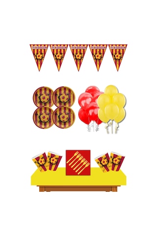 Sarı Kırmızı Taraftar Parti Seti 32 Kişilik Sarı Kırmızı Tarafta