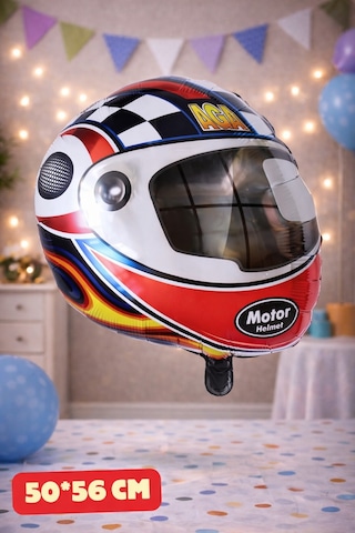 Motorbisiklet Kaskı Folyo Balon Doğum Günü Folyo Balon Karekter Folyo Balon Çocuk Doğum Günü Balon Motor Kaskı