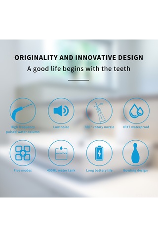 Samdoo Ev Ve Taşınabilir Elektrikli Diş Temizleyici, 1100mah Li-pil, 5 Temizlik Modu, 4 Ağız Damlaticısı, 400ml Su Tankı, Ipx7 Su Geçirmez Siyah Çok Renkli