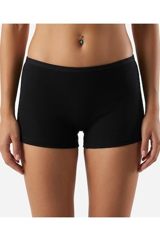 Nacar Store Kadın Likralı %95 Pamuklu Esnek Rahat Boxer Şort Tayt Siyah
