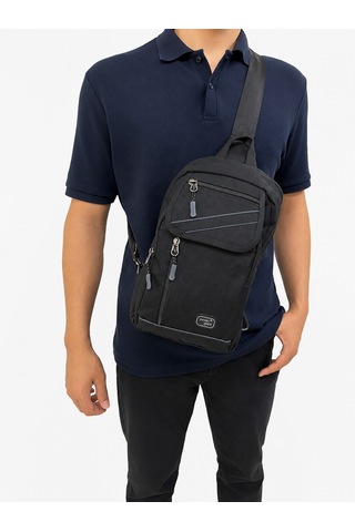 Sanmorris Seventeen Unisex Büyük Boy Hafif Ve Dayanıklı Çapraz Askılı Body Bag Siyah-gri
