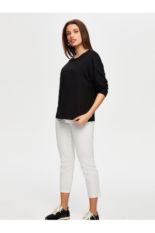 Yuvarlak Yaka Uzun Kol T-shirt B00019-1 B00019-110 Siyah