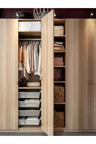 Ikea Meşe Geniş Kapaklı Gardırop 250x60x201 Cm