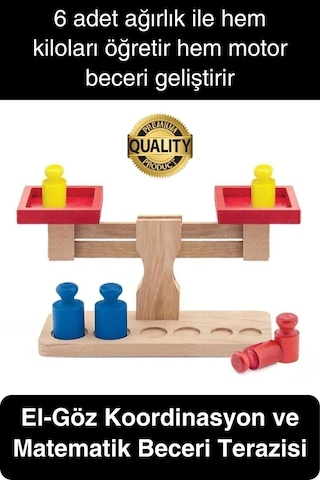 Premium Ahşap Eğitici Öğretici Motor Beceri Ve Zeka Geliştiren Çocuk Oyunu Oyuncak Seti Terazi
