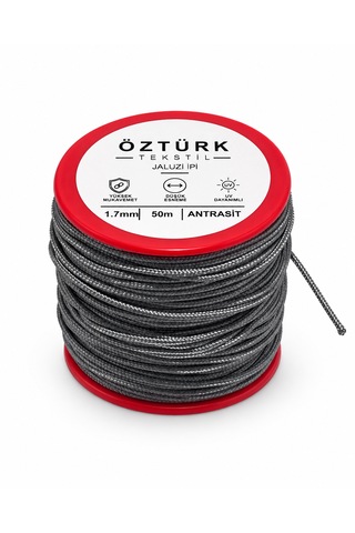 1.7 Mm Jaluzi, Stor Ve Katlamalı Perde İpi 50 Metre Polyester Antrasit