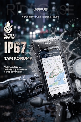 Jopus Su Geçirmez Kılıf Telefon Tutucu Motosiklet, Bisiklet, Scooter, ATV Uyumlu Gidon Bağlantılı JO-AT112