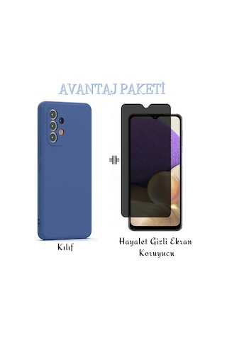 Samsung Galaxy Uyumlu A33 5g Esnek Dayanıklı Soft Tasarım Kılıf Ve Hayalet Gizli Ekran Koruyucu Col177968-mavi