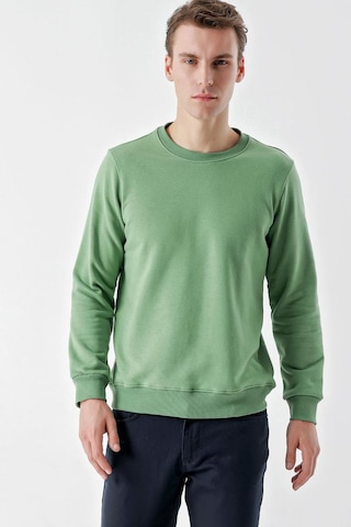 Slimfit Bisiklet Yaka Düz Renk 2 İplik Erkek Sweatshirt 001