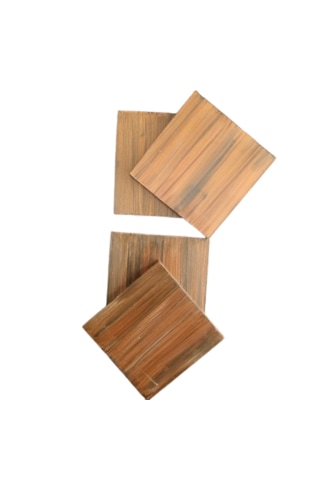 El Yapımı Eskitme Ahşap 4'lü Bardak Altlığı Seti Kahverengi