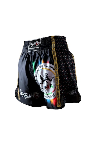 Dragondo Mt2025 Ifma Logolu Muaythai Şortu Baskılı Muay Thai Şortu Siyah