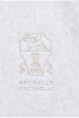 Brunello Cucinelli Alabastro Italyan Işçiliği Logo Işlemeli Terry Bornoz Beyaz