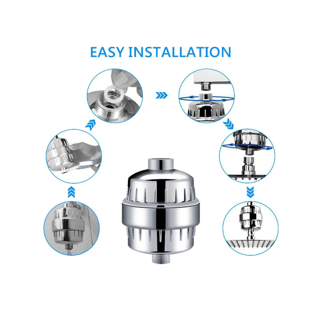 Padalink Dus Filtresi Aktiv Karbonlu Kdf+kalsiyum Sulfit+vitamin C 10-15 Aşamalı Su Temizleyici Krom, Beyaz, Gümüş Diğer
