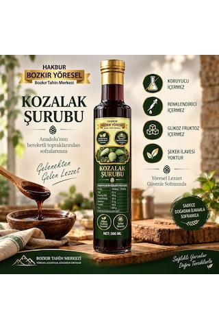 Bozkır Tahin Merkezi Geleneksel Katkısız Kozalak Şurubu Şeker İlavesiz & Koruyucu İçermez 500 ML