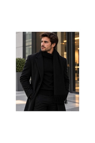 Aydincapqa Unisex Selanik Örgü Görünümlü Triko Atkı Püsküllü Kışlık Boyun Atkısı 165x20 Siyah - 944087051 Siyah