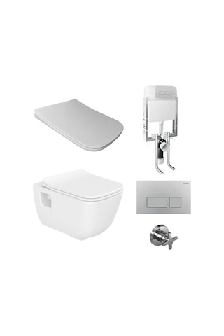 Turkuaz Cerastyle Aqua Rimless Kanalsız Asma Klozet ve Gömme Rezervuar Tam Set