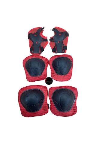 Işıklı Çocuk Pateni Ayarlanılabilir Alıştırma Silikon Tekerli Frenli Metal Gövdeli Paten Dizlik Set Kırmızı