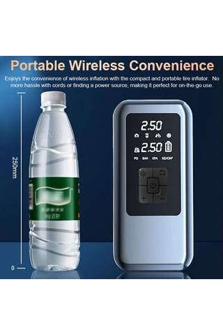 Yaozixa Kablosuz Akıllı Lastik Pompa, 4 Farklı Enflasyon Modu, Akıllı Durdurma, Led Ekran, Cep Telefonu Şarj Cihazı, Siyah, 7.4v 4000mah Batarya