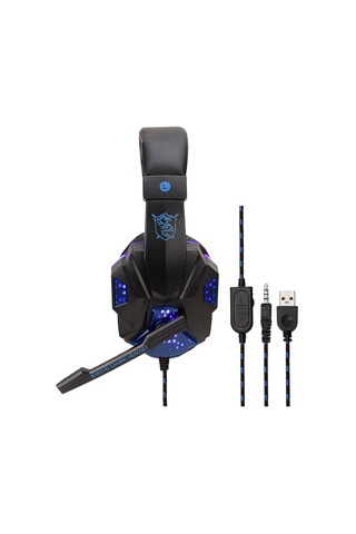 Ruicoo Sy830mv Oyun Kulaklığı, Ayarlanabilir Mikrofon, Işık Efekti, Aux+usb Bağlantı, Siyah-mavi Renk