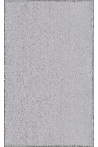 Comfort Oval Overloklu Peluş Halı Gri Gri