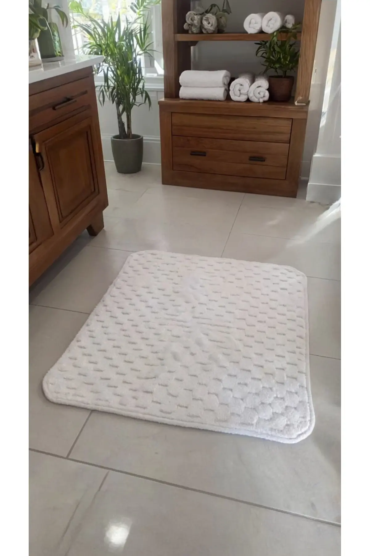 Bonny Yumuşak Ve Emici Beyaz 2 Li Paspas Seti Modern, Şık Ve Kaydırmaz Yüzey 60x90 & 50x60 Cm