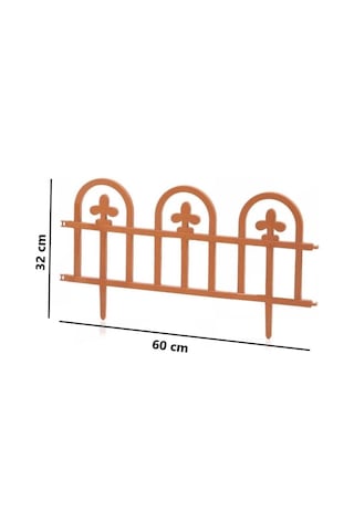 Omnipazar Sy-5992 Estate Plastik Bahçe Çiti 60x32 Cm 4'lü Set Kahverengi