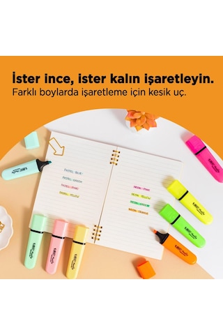 Bıc Marking Flat Fosforlu Kalem Pastel Ve Neon Renkler 16'lı Set Çok Renkli