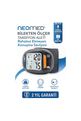 Neomed Dbp-8188 Türkçe Konuşan Hafızalı İnce Tasarım Bilekten Dijital Tam Otomatik Tansiyon Aleti