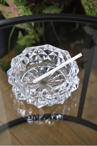Dazzling Yuvarlak Cam Kristal Lüks Küllük - Kül Tablası 11 Cm