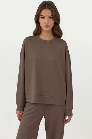 Hiccup Modal Dokunuşlu Basic Sweatshirt Kahve Kahvesi