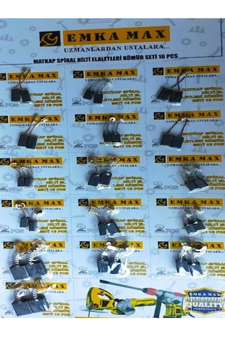 Matkap Sipiral Hilti El Aletleri Kömür Seti 16 Parça Matkap Kömürü Set Tamir Tadilat