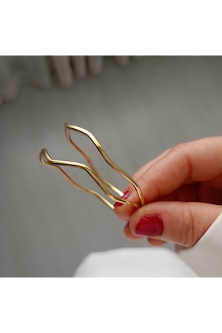 Lente Aksesuar 14k Altın Rengi Çelik Zigzag 2'li Ajda Bilezik