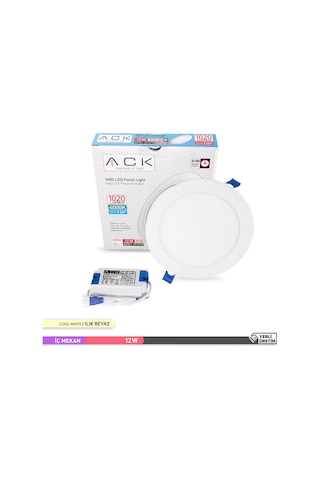 Ack 12W 4000K Ilık Beyaz Sıva Altı Yuvarlak Led Panel Armatürü AP