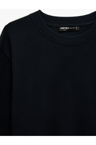 Koton Uzun Kollu Fitilli Regular Fit Basic Bisiklet Yaka Sweatshirt Lacivert 6sam70012mk Lacivert