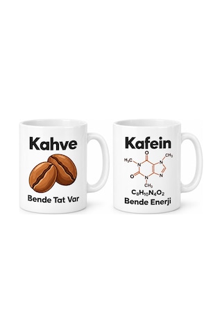 Kahve Ve Kafein 2'li Porselen Kupa Seti - Model 385 Çok Renkli