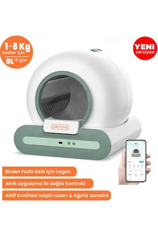 Groove Ti+ Wi-fi Akıllı Otomatik Kedi Tuvaleti Yeşil + Petfit Feline Prime 3l Wi-fi Kameralı Akıllı Otomatik Mama Kabı Besleme Ünitesi Bundle