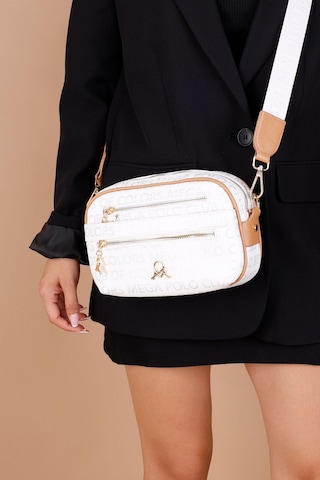 Mega Polo Kadın Monogram Çapraz Çanta Beyaz