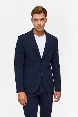Süvari Lacivert Slim Desenli Sivri Yaka 6 Drop Takım Elbise-38834 Lacivert