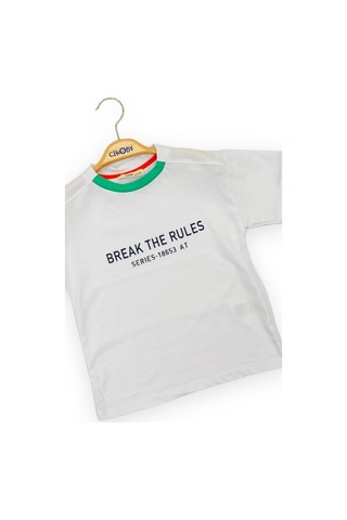 Çikoby Erkek Çocuk Pamuklu Break The Rules Yazılı Tshirt-11676-beyaz Beyaz